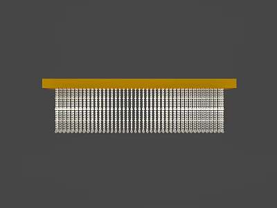 Modern Minimalist Chandelier With Yellow Frame And White Hanging Chains For Home Interior Decor 3d model
