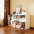 White Bookshelf with Multiple Compartments Organizing Books Storage Boxes and Decorative Items 3d model