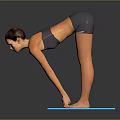 A Woman Doing Forward Bend Exercise On Blue Yoga Mat In Activewear