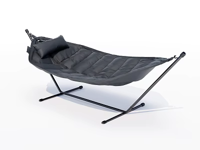 Comfortable Black Padded Hammock With Stand For Outdoor Indoor Relaxation 3d model