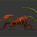 Game Movie Character Design With Orange Pumpkin Body Green Vine Tentacles And Sharp Claws