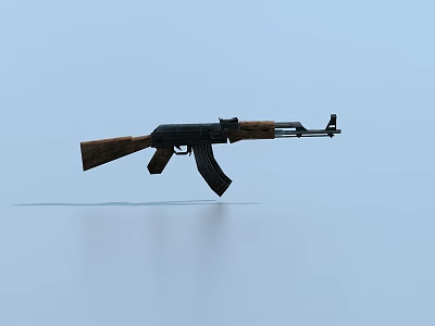 Classic Assault Rifle Weapon With Wooden Stock And Black Metal Components 3d model