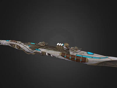 Futuristic Warship Design With Blue Accents 3d model