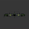 Space And Aerospace Dark Colored Spaceships With Green Lines In Flying Formation