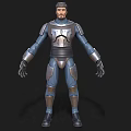Man In Blue And Silver Armor 3D Character Model With Detailed Design
