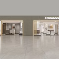 Modern Bathroom Store Featuring Glass Shower Enclosures Gray Walls White Vanity And Mirror