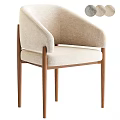 Modern Luxury Chair With Beige Fabric Upholstery And Wooden Legs Design