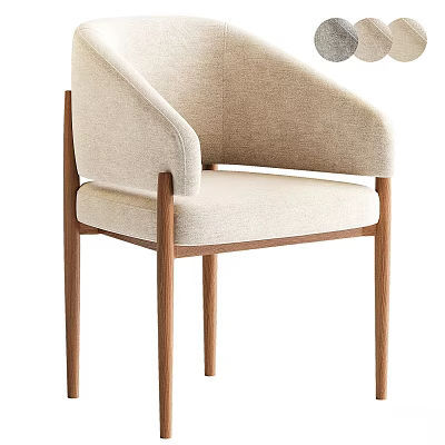 Modern Luxury Chair With Beige Fabric Upholstery And Wooden Legs Design 3d model