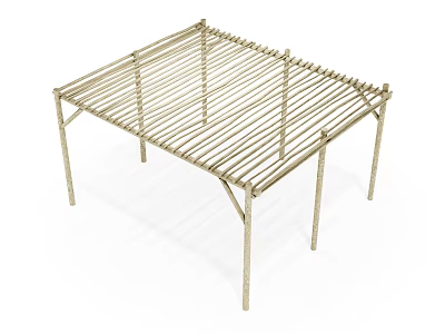 Modern Metal Pergola Structure Design With Grid Top And Supporting Posts 3d model