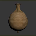 Ancient Terracotta Jar With Two Handles And Rounded Textured Body 3d model