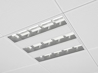 Recessed Grille Lights On White Ceiling For Modern Commercial Interior Lighting 3d model