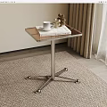 Modern Side Table With Metal Frame Glass Top And Decorative Items On Wheels 3d model