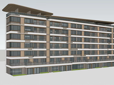 Modern Residential Apartment Building Exterior With Multiple Floors And Large Windows 3d model