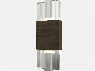 Modern Wall Lamp With Transparent Glass Panels And Wooden Center Accent Design 3d model