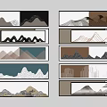 Modern Mountain Wall Art With Multiple Framed Geometric And Natural Designs 3d model