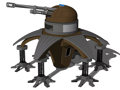 Smart Machine Featuring Dome Shaped Head Turret Structure And Multiple Mechanical Legs 3d model