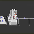 Advanced Industrial Automated Production Line With Robotic Arm Control Panels And Workstations