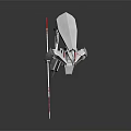 Futuristic Mechanical Creature Character In Dynamic Standing Pose With White Red Accents 3d model