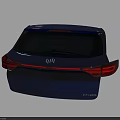 Modern Blue Car Rear View With Red Taillights And Window Wiper