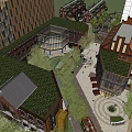 Modern Commercial Street With Glass Facade Red Brick Buildings And Luxury Brand Stores