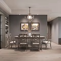 Elegant Living and Dining Room Interior With White Sofa Coffee Table And Chandelier