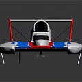 Red Blue White Racing Speedboat With Streamlined Open Cockpit And Aerodynamic Design