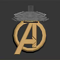 Metallic Decorative Object With Diamond Shaped Grid Top And Golden Logo Base