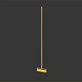 Wooden Broom with Long Handle and Brush Head on Dark Background