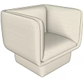 Cream Upholstered Single Sofa With Modern Minimalist Armrest For Comfortable Living Room