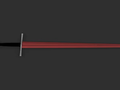 Traditional Red Sword With Silver Hilt And Sharp Metal Blade Design 3d model