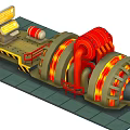 Industrial Heated Drum Furnace Equipment With Red Pipes Safety Railings And Control Panel