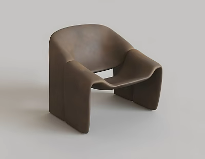 Modern Brown Leisure Chair With Sleek Curved Design And Comfortable Structure 3d model