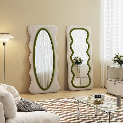 Unique Shaped Mirrors In Modern Living Room Decor 3d model