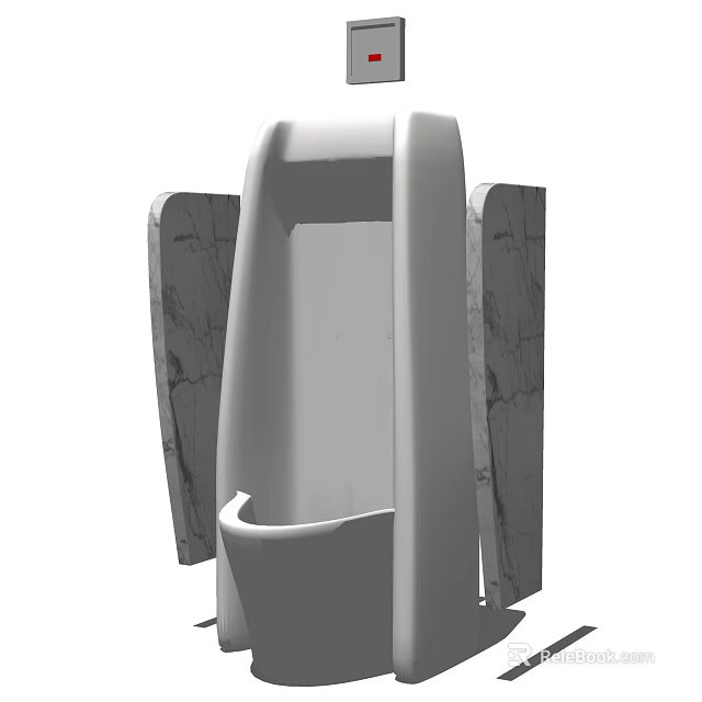 Contemporary Urinal Design With Sleek Structure And Marble Side Panels In Bathroom 3d model 