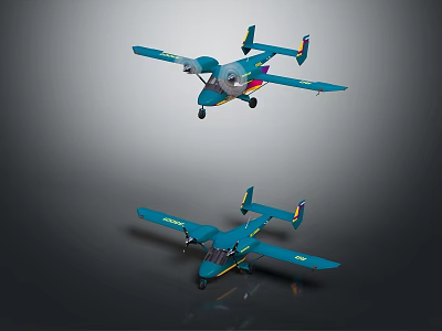 Modern Blue Passenger Plane Featuring Twin Engine Aerodynamic Design Flying And Ground 3d model