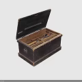 Open Vintage Wooden Toolbox With Various Hardware Tools And Accessories Inside 3d model
