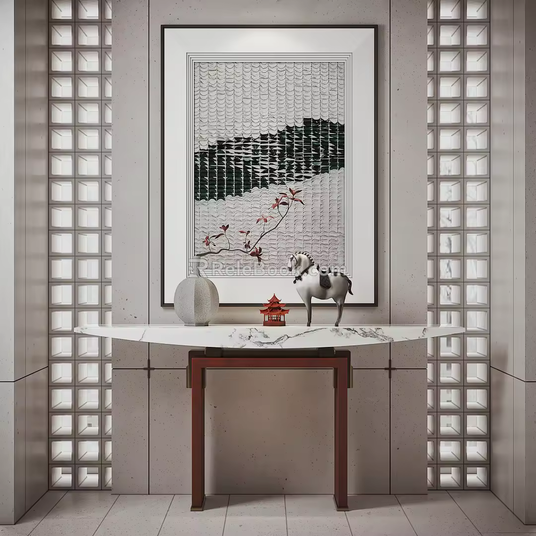New Chinese-style Duan Jing Desk Entrance Duan Jing Desk 3d model