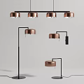 Modern Copper Black Pendant Lamps And Floor Lamps Lighting Combination Set