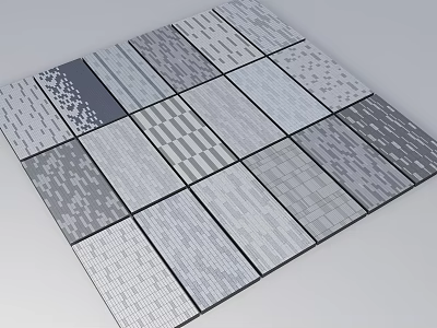 Garden Ornaments Featuring Gray Toned Tiles With Diverse Textures And Patterns Arranged Neatly 3d model