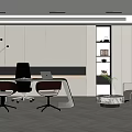 Modern Office Interior With Desk Office Chairs Sofa Bookshelf And Carpet