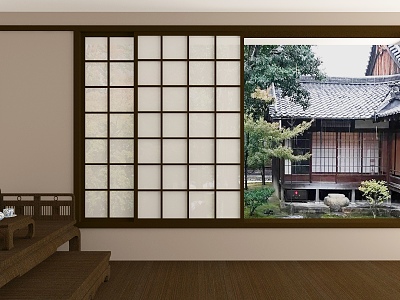 Japanese-style sliding door Japanese-style sliding window 3d model