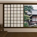 Japanese-style sliding door Japanese-style sliding window 3d model