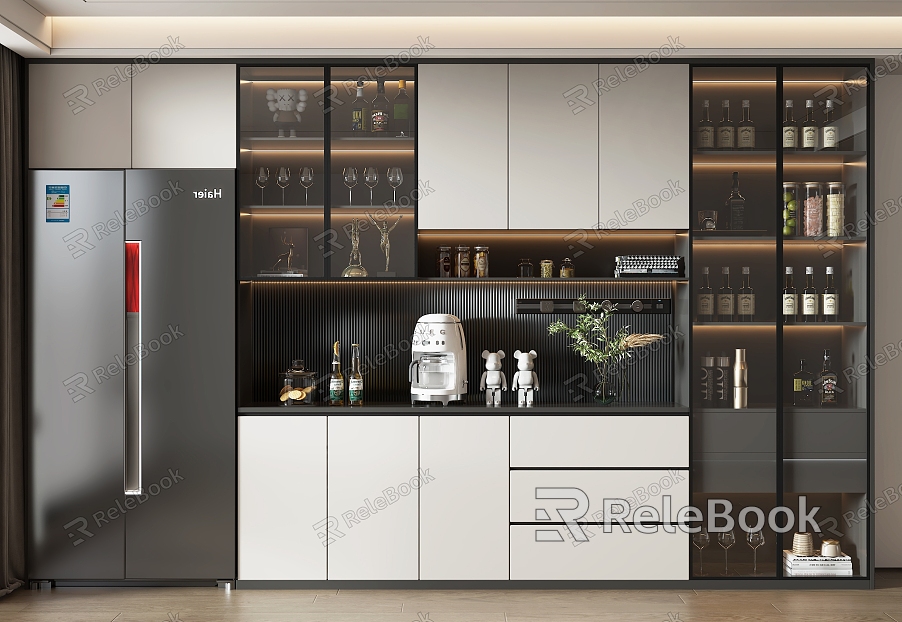 Home wine cabinet SU model model