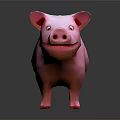 Cute Pink Pig 3D Model With Smiling Expression And Cartoon Design
