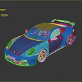 Blue Sports Car With Gray Roof Rear Spoiler Black Wheels And Sleek Design