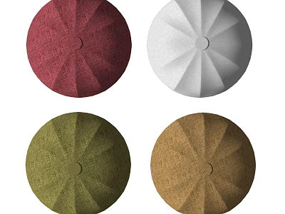 Round Fabric Wall Lamps with Radial Texture in Four Color Options Red White Green Brown 3d model