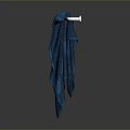 Soft Blue Bath Towel Hanging On White Wall Mounted Towel Rack