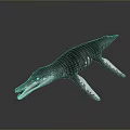 Ichthyosaur Dinosaur Model with Open Mouth Sharp Teeth Streamlined Body Gray Skin and Flipper Limbs