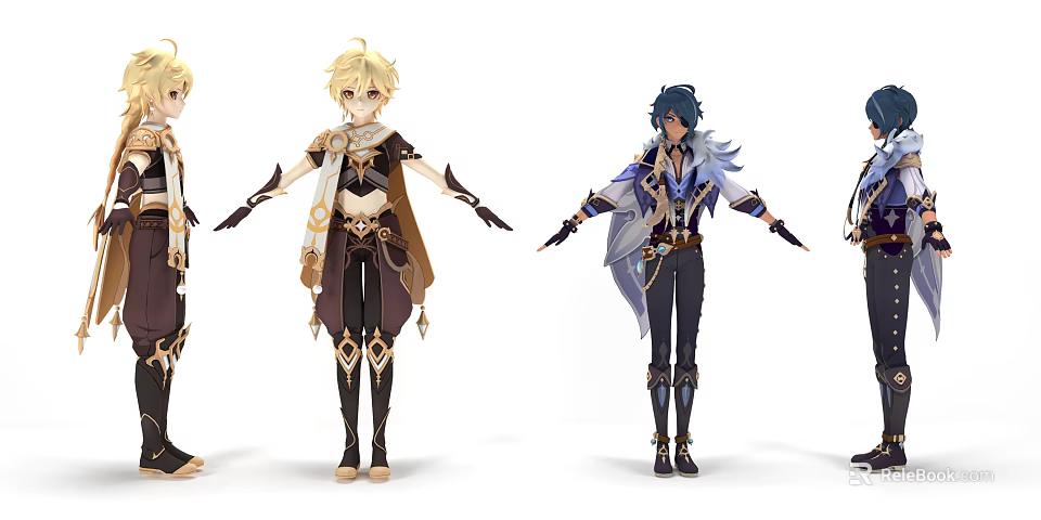 Vibrant Fantasy Characters And Mythical Creatures In Dynamic Standing Poses Design 3d model