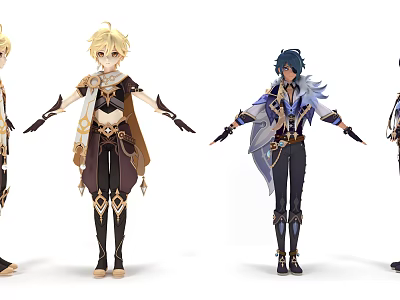 Vibrant Fantasy Characters And Mythical Creatures In Dynamic Standing Poses Design 3d model